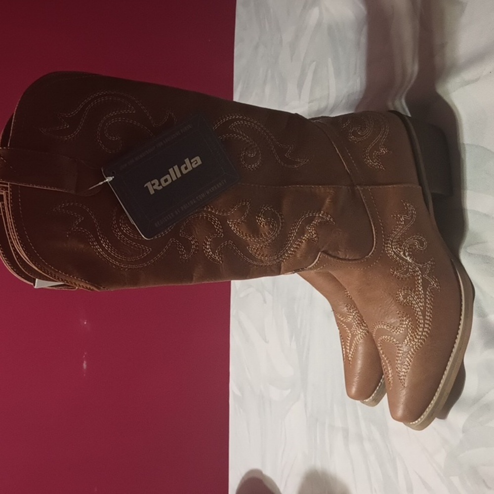 ROLLDA Brown Western Heeled Boots - Picture 4 of 14